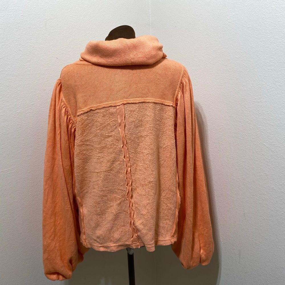 Free People Cloud Control Pullover Textured Balloon Sleeve Orange Medium - Picture 5 of 8